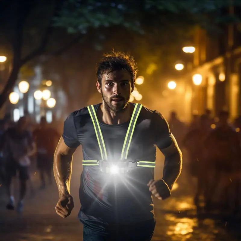 LED Running Vest Running Lights Ultra Bright with Rechargeable Battery 65 Adjustable Beam Angle USB Night Running LED Light